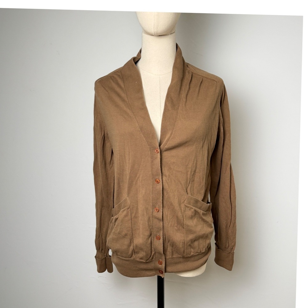 Acne Studios Acne Jeans Wile Cardigan M Brown Cotton Shawl Collar Button Sweater